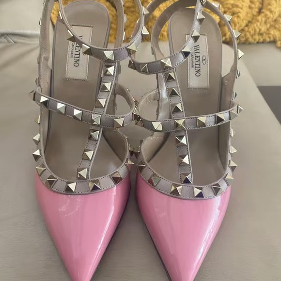 Valentino Shoes - Valentino Pink Studded Patent Heels
